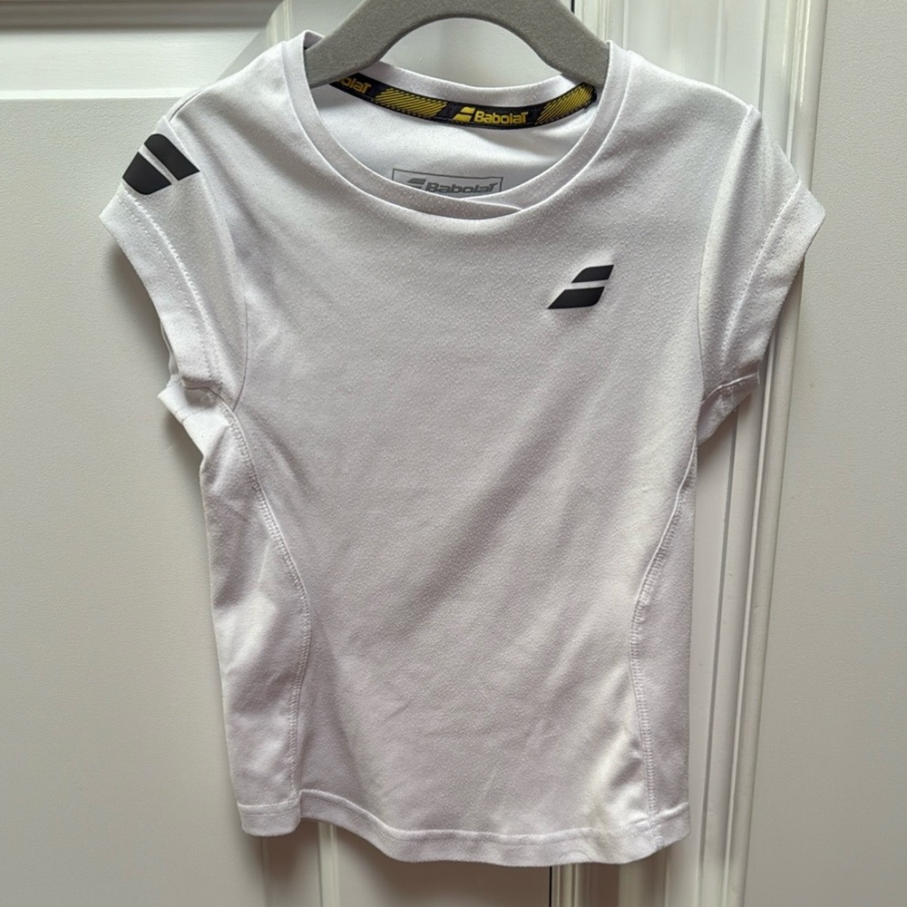 VGUC Girls Babolat tennis white shirt size 6